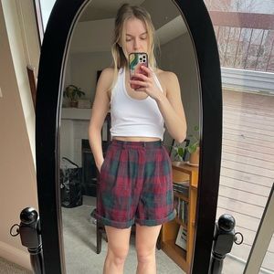 Vintage plaid wool shorts